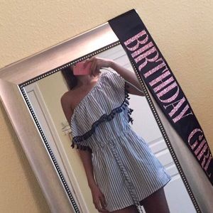 Blue and white striped romper!